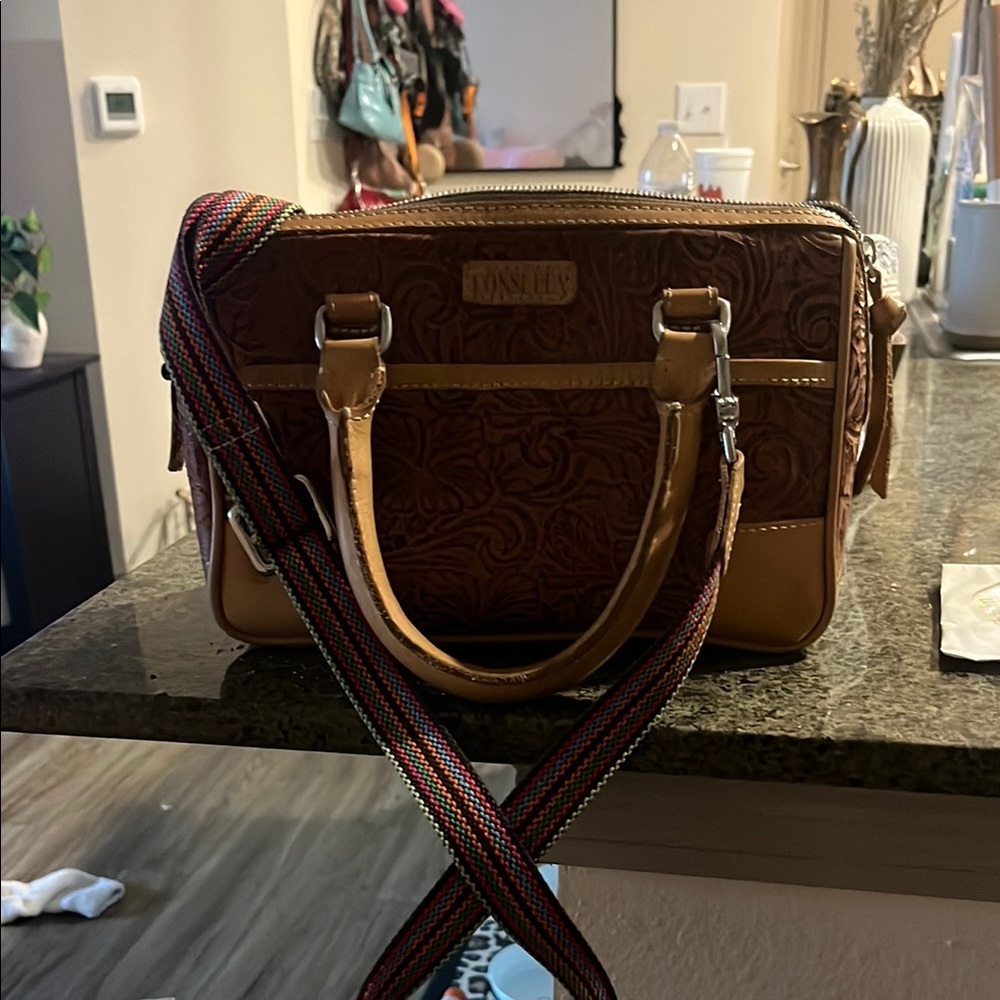 Brown Embossed Leather Bag